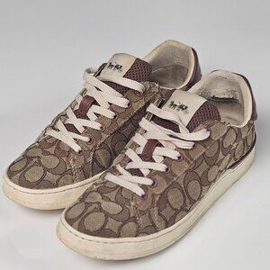 Coach Khaki Signature Jacquard Clip Low Top high Line Sneaker size 8